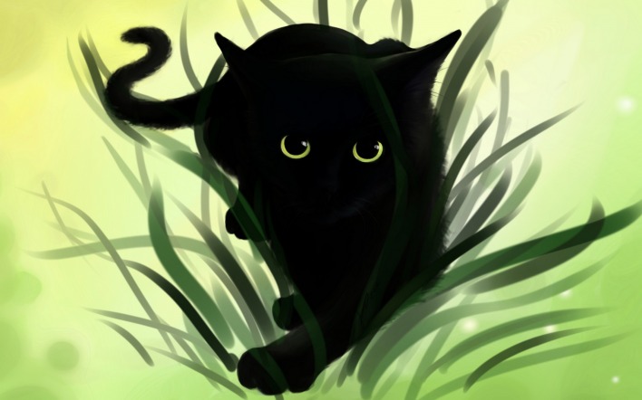 кот черный рисунок
