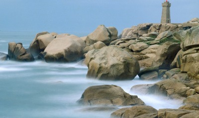Motion of the Sea, Ploumanach Rocks and Lighthouse, Bretagne, France