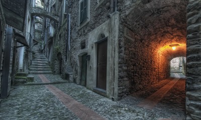 старый город брусчатка фонарь лестница