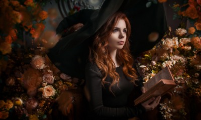 девушка косплей книга волшебница ведьма