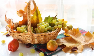 еда фрукты груша виноград корзина food fruit pear grapes basket