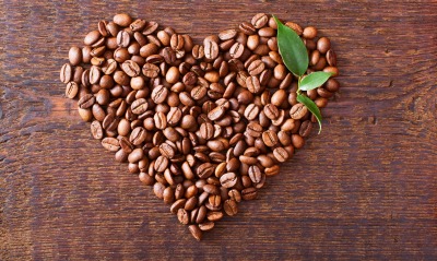 кофейные зерна, сердце