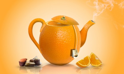 чайник, апельсин