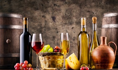 вино виноград натюрморт бокалы