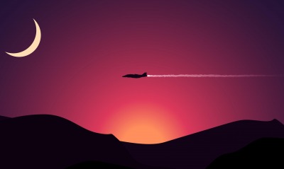 минимализм самолет на закате силуэт