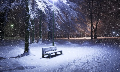 снег, парк