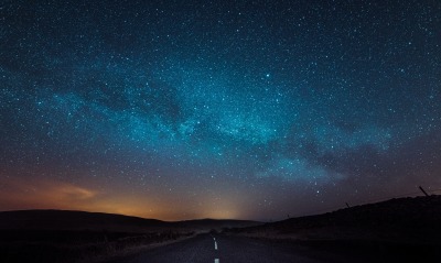 звездное небо дорога ночь