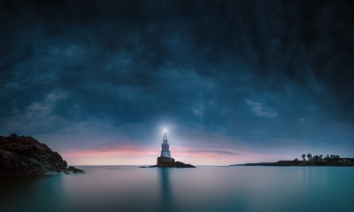 маяк, залив