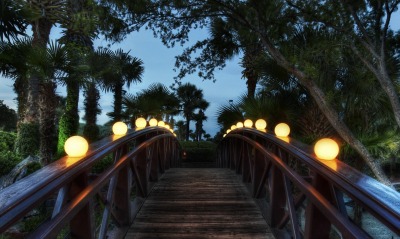 мост, фонари