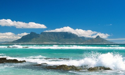 Coastline View of Table Mountain, South Africa