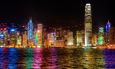 страны архитектура ночь Гонконг