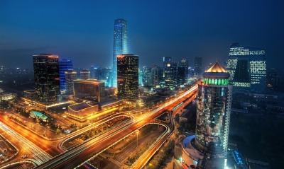 Китай путепровод дороги ночь
