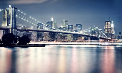Бруклински мост Нью-Йорк небо ночь