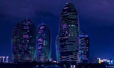 небоскребы ночь мегаполис