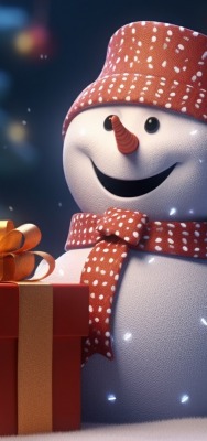 снеговик подарок улыбка новый год