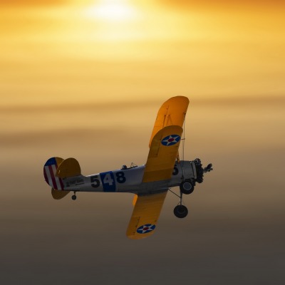самолет пропеллерный полет желтый